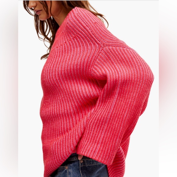 NWT Free People Boat Neck Tunic Sweater Medium BLOSSOM GLOW COMBO - Picture 7 of 12